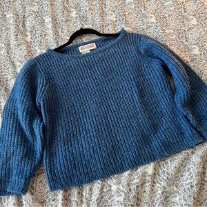 Vintage Blue Wool Blend Sweater with Multicolour Flecks